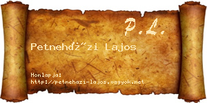 Petneházi Lajos névjegykártya
